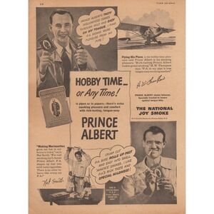 1947 Prince Albert Tobacco Vintage‎ Print Ad Mid Century Modern Decor Americana
